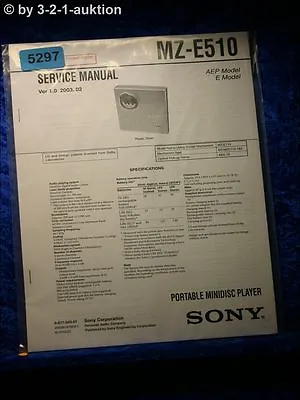 Kaufen Sony Service Manual MZ E510 Mini Disc Player (#5297) • 11.99€
