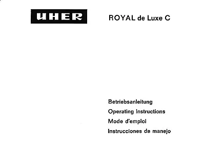 Kaufen Bedienungsanleitung-Operating Instructions Für Uher Royal De Luxe C  • 9€