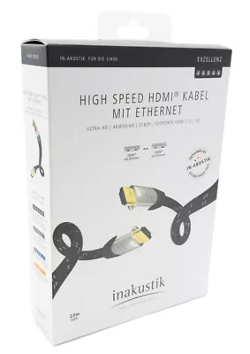 Kaufen Inakustik High Speed HDMI Kabel 3m 2.0 Ethernet Ultra HD 4K UHD 3D 2160p CEC 219 • 89.95€