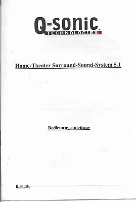 Kaufen Q-sonic Technologies Home Theater Surround Sound System 5.1 Deutsch Recorder Bed • 6€