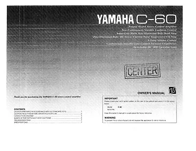 Kaufen Bedienungsanleitung-Operating Instructions Für Yamaha C-60  • 8€