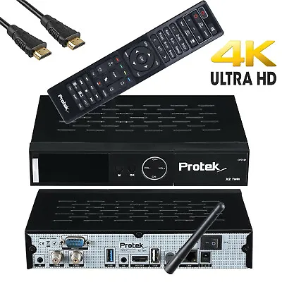 Kaufen Protek X2 Sat Receiver 4K UHD H.265 HEVC E2 Linux 2.4 GHz WiFi Twin 2x DVB-S2  • 299€