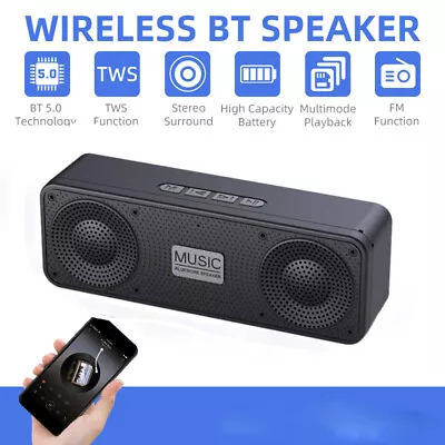 Kaufen Lautsprecher Bluetooth 5.0 Subwoofer Bass Stereo Kabellos Soundbox Musikbox • 13.27€