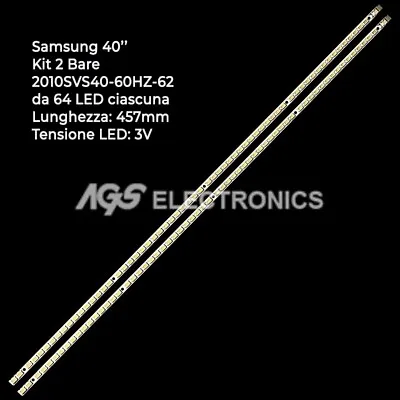 Kaufen KIT 2 BARRES 62 LED-Streifen LED-Fernseher SAMSUNG 2010SVS40-60HZ LJ64-02609A • 35.10€