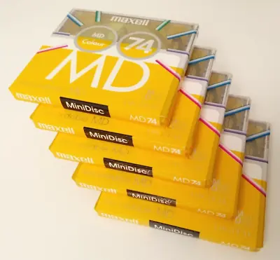 Kaufen 5 Stück Maxell MD MiniDisc Mini Disc Disk MiniDisk - 74 Min. Gelb - NEU & OVP • 34.99€