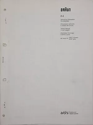 Kaufen Braun R4 Technische Information Schaltplan Manual • 11.50€