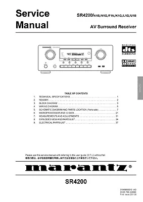Kaufen Service Manual-Anleitung Für Marantz SR-4200  • 12€