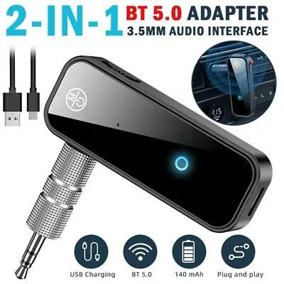 Kaufen Bluetooth 2in1 5.0 Empfänger USB Kabellos Aux Audio Transmitter Adapter Schwarz • 13.99€
