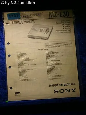 Kaufen Sony Service Manual MZ E30 Mini Disc Player (#5131) • 11.99€