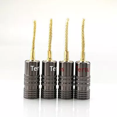 Kaufen 4pcs Kupfer Vergoldet Banana Plug HIFI Audio Lautsprecher Kabel Adapter 2MM • 9.51€