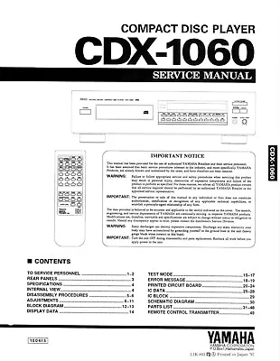Kaufen Service Manual-Anleitung Für Yamaha CDX-1060  • 13.50€