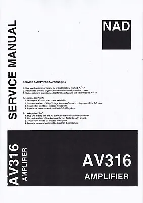 Kaufen Service Manual-Anleitung Für NAD AV 316  • 12€