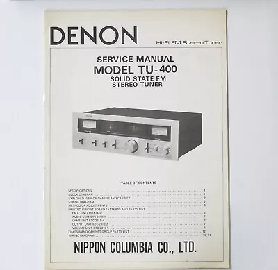 Kaufen Original DENON TU-400 Stereo Tuner Service Manual / Service Anleitung !!! • 23€