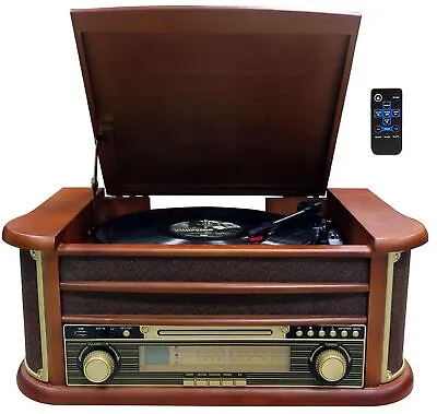 Kaufen Nostalgie Holz Musikanlage | Kompaktanlage | Plattenspieler | Bluetooth | Ret... • 191.40€