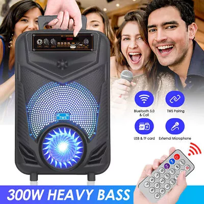 Kaufen 300W Bluetooth 5.0 Lautsprecher Stereo RGB Subwoofer Mit Fernbedienungs Mikrofon • 31.49€