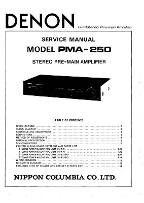 Kaufen Service Manual-Anleitung Für Denon PMA-250  • 12€