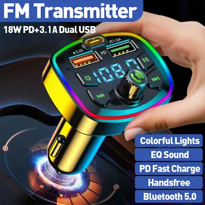 Kaufen FM Transmitter Auto Kfz Radio Bluetooth 5.0 Adapter Dual USB Ladegerät Für Handy • 11.86€
