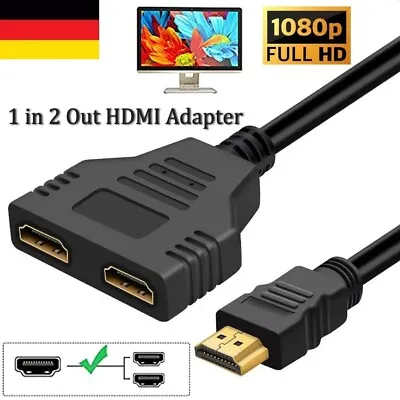 Kaufen HDMI Verteiler Splitter Adapter 1 In 2 Out Full HD 4k 1 Stecker Auf 2 Buchse NEU • 5.49€
