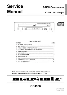 Kaufen Service Manual-Anleitung Für Marantz CC 4300  • 11€