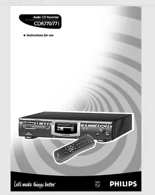 Kaufen Phillips CDR 770 771 Audio CD Player Recorder Bedienungsanleitung BENUTZERHANDBUCH  • 7.93€