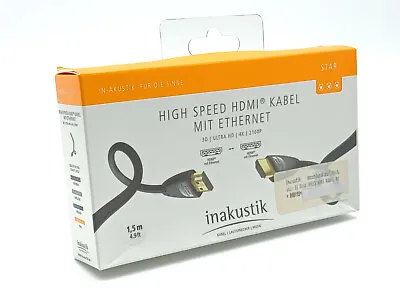 Kaufen Inakustik 1,5m HDMI Kabel Star High Speed Ethernet Full Ultra HD 4K 2160p Profi • 7.99€