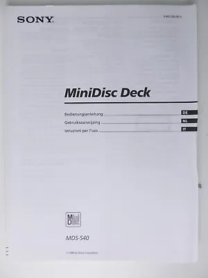 Kaufen Sony Minidisc Deck MDS-S40 Bedienungsanleitung H-25174 • 6.90€