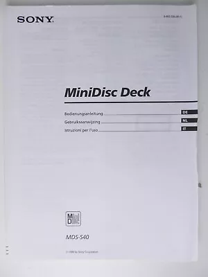 Kaufen Sony Minidisc Deck MDS-S40 Bedienungsanleitung H-25174 • 6.90€