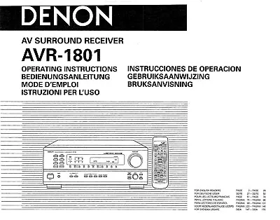 Kaufen Bedienungsanleitung-Operating Instructions Für Denon AVR-1801  • 11€