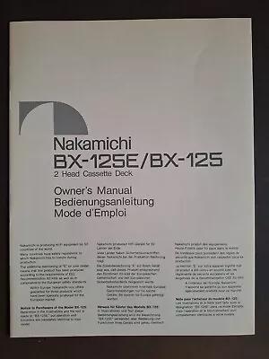 Kaufen Nakamichi Bedienungsanleitung / BX - 125E / BX - 125 • 21.60€