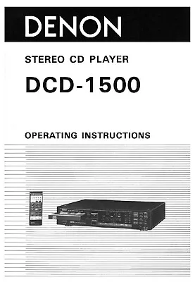 Kaufen Bedienungsanleitung-Operating Instructions Für Denon DCD-1500  • 10€