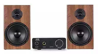 Kaufen Design Mini Stereo Anlage HiFi Lautsprecher Kompakt Alu Verstärker Set 80W Braun • 94.31€