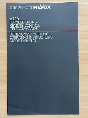 Kaufen Original REVOX A720 FB / Remote Anleitung User Manual (from Collection) - NEW! • 39€