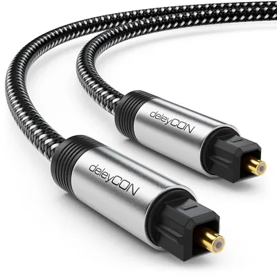 Kaufen DeleyCON 2m Toslink Kabel Nylon & Metallstecker Optisches Digital Audio Kabel • 6.99€