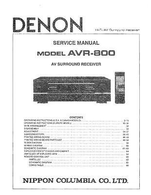 Kaufen Service Manual-Anleitung Für Denon AVR-800  • 13.50€
