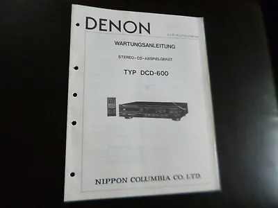 Kaufen Original Service Manual Schaltplan  Denon DCD-600 • 11.90€