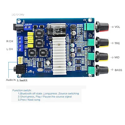 Kaufen 12–24V TPA3116D2 Bluetooth 5.0 Digital 2.0 Professional Audio Verstärkerplatine • 21.92€