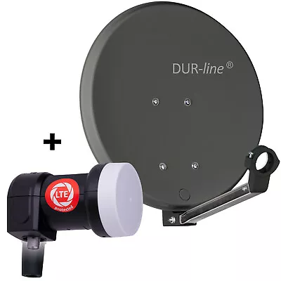 Kaufen DUR-line DSA 40 Anthrazit Mini Sat Antenne Alu + Single LNB - 1 Teilnehmer Set • 42.90€