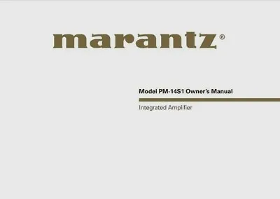 Kaufen Marantz PM-14S Integrierter Stereo-Verstärker Bedienungsanleitung - BENUTZERHANDBUCH  • 8.34€