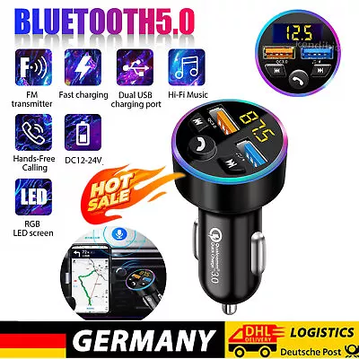 Kaufen Bluetooth FM Transmitter KFZ Auto Radio MP3 Player Dual USB Ladegerät Adapter • 10.77€
