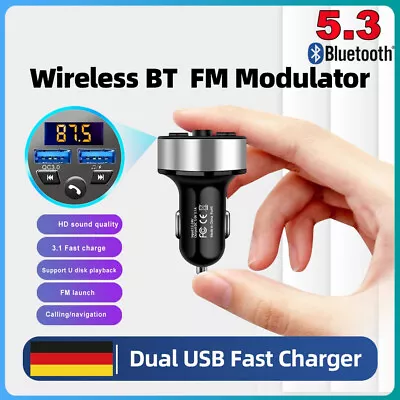 Kaufen Bluetooth 5.3 FM Transmitter Kfz Auto Radio Adapter QC 3.0 USB Handy Ladegerät • 7.99€