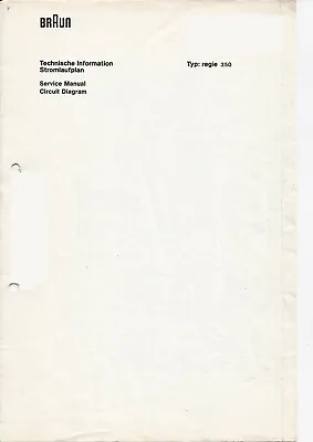 Kaufen Original Service Manual  -- Braun  Regie 350 --  Receiver 1976 • 4.99€