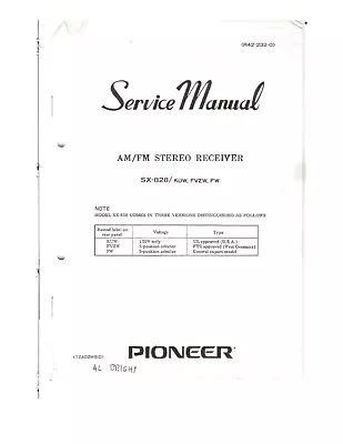 Kaufen Service Manual-Anleitung Für Pioneer SX-828  • 13.50€