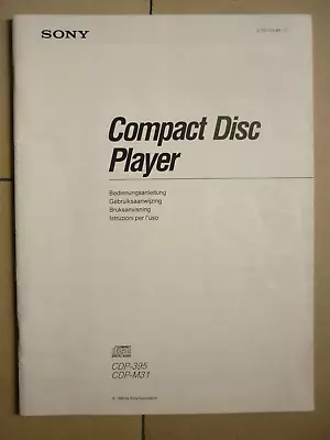 Kaufen Orig. Bedienungsanleitung SONY CD-Player CDP-395 / CDP-M31 • 4.95€