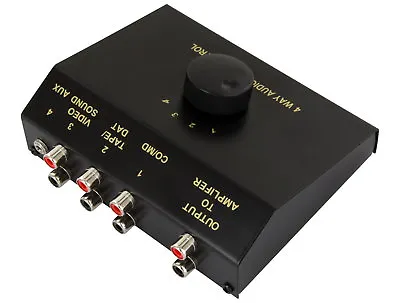 Kaufen 4-Wege Cinch Audio Umschalter Umschaltbox - Vollmetall-Gehäuse Lautsprecher  • 24.90€