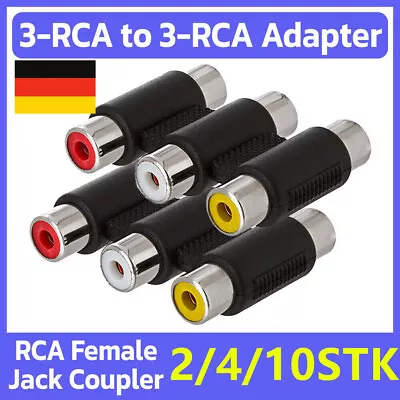 Kaufen 2-10 Stück Kupplung Buchse AV Audio Video Adapter Verbinder 3 Cinch RCA Buchse  • 11.77€