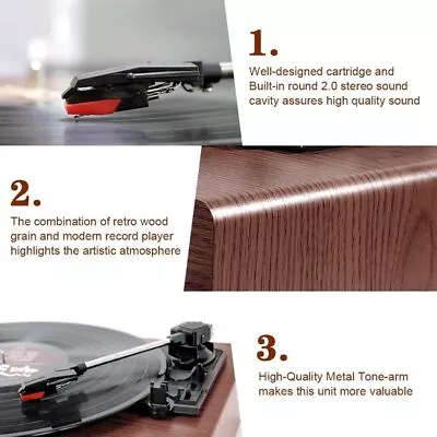 Kaufen Plattenspieler, FYDEE Vinyl Plattenspieler Bluetooth Schallplattenspieler Vintag • 52.35€
