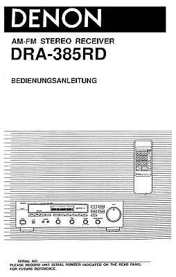 Kaufen Bedienungsanleitung-Operating Instructions Für Denon DRA-385 RD  • 9.50€