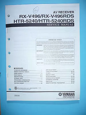 Kaufen Service Manual Für Yamaha RX-V496/HTR-5240, ORIGINAL • 14€