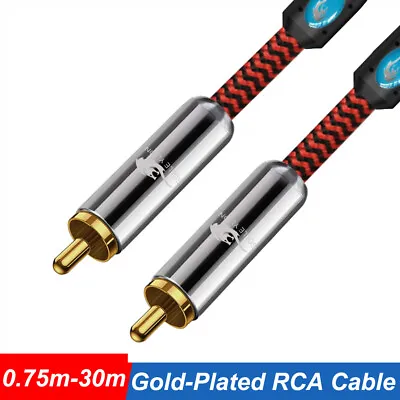Kaufen RCA Cinch Subwoofer Kabel Audio Winkel Stecker Vergoldet Koaxial 0.75 -30 Metres • 15.39€