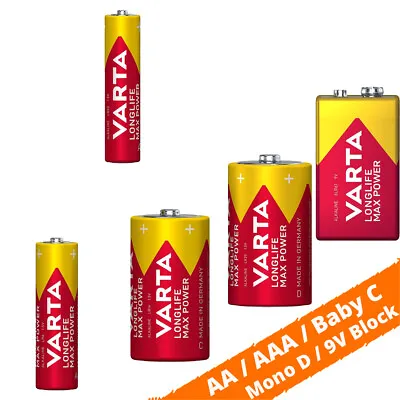 Kaufen Varta AA LR6 AAA LR03 Baby C LR14 Mono D E Block - Longlife Max Power Batterien • 155.99€
